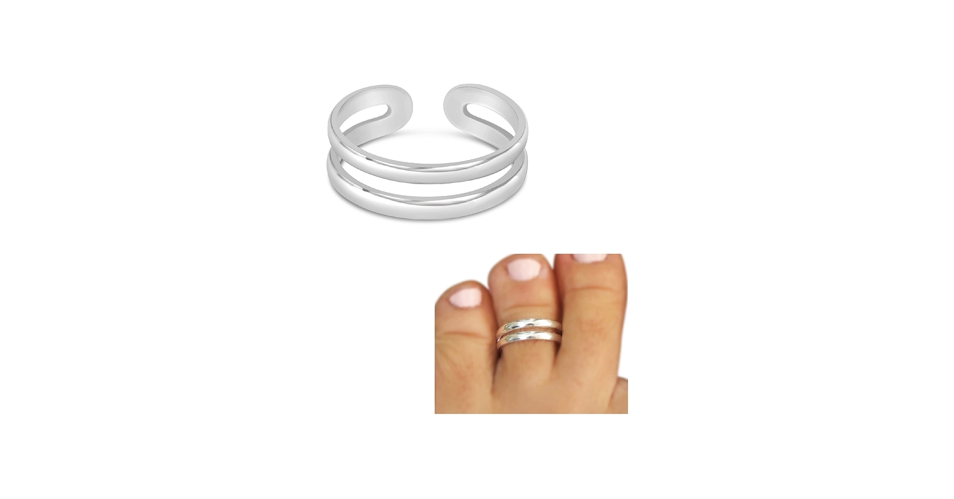 Amazon.com: Handmade Silver Adjustable Double Band Toe Ring